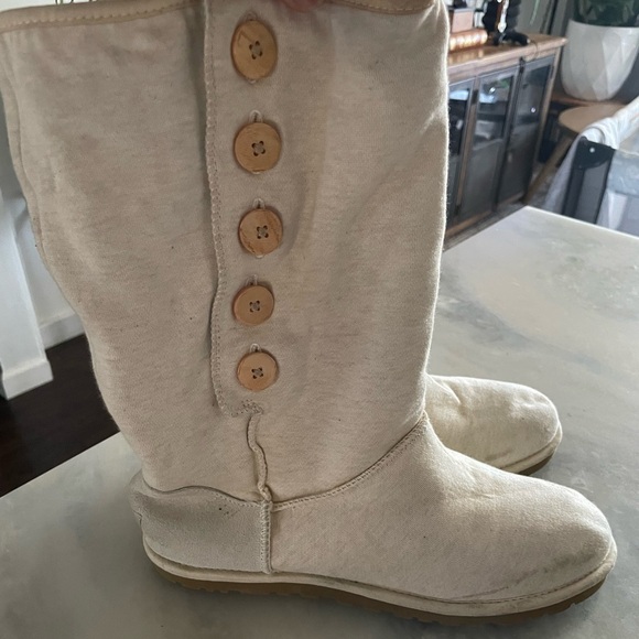 Ugg Lo Pro Canvas Cream Colored Boots Size 10 - Picture 5 of 9